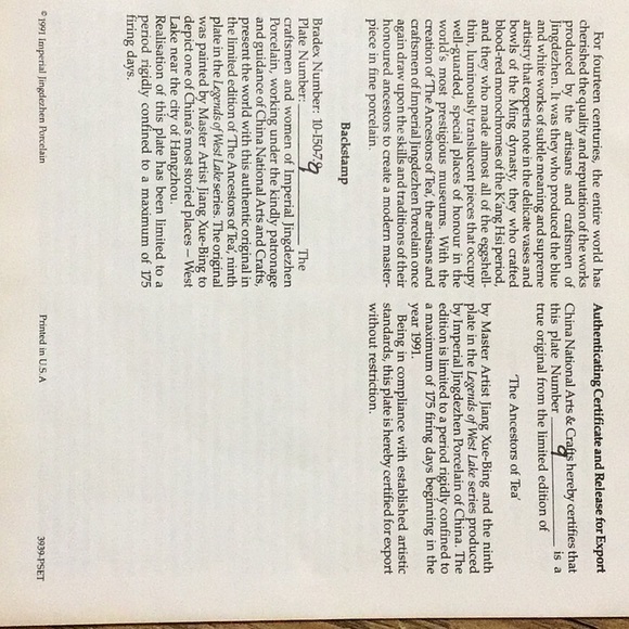 Fine China decoration Plate #9 - Picture 3 of 5